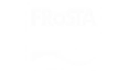 Logo of FROSTA featuring the brand name and a stylized wave design with a circular shape.